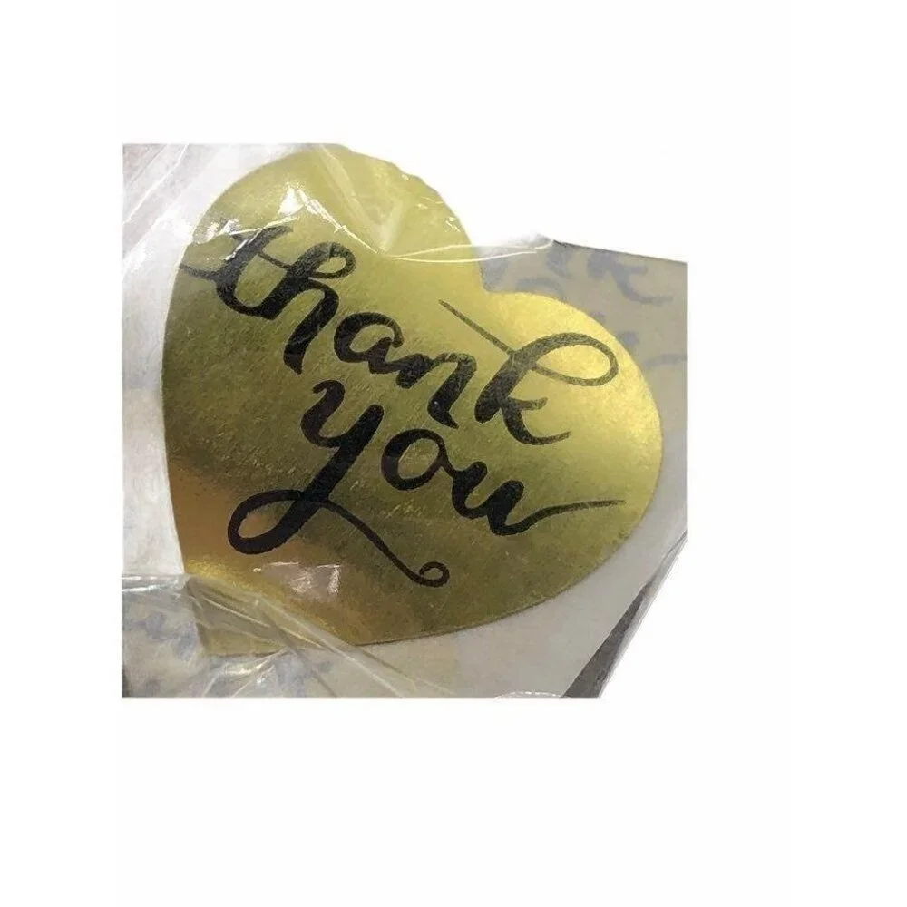 Gold Heart Thank You Stickers Roll 500pcs 1‎ Inch Adhesive Labels